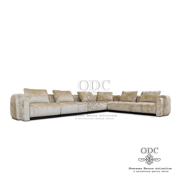 Silky Gold Shiny Fabric Latest Design Corner Sofa 