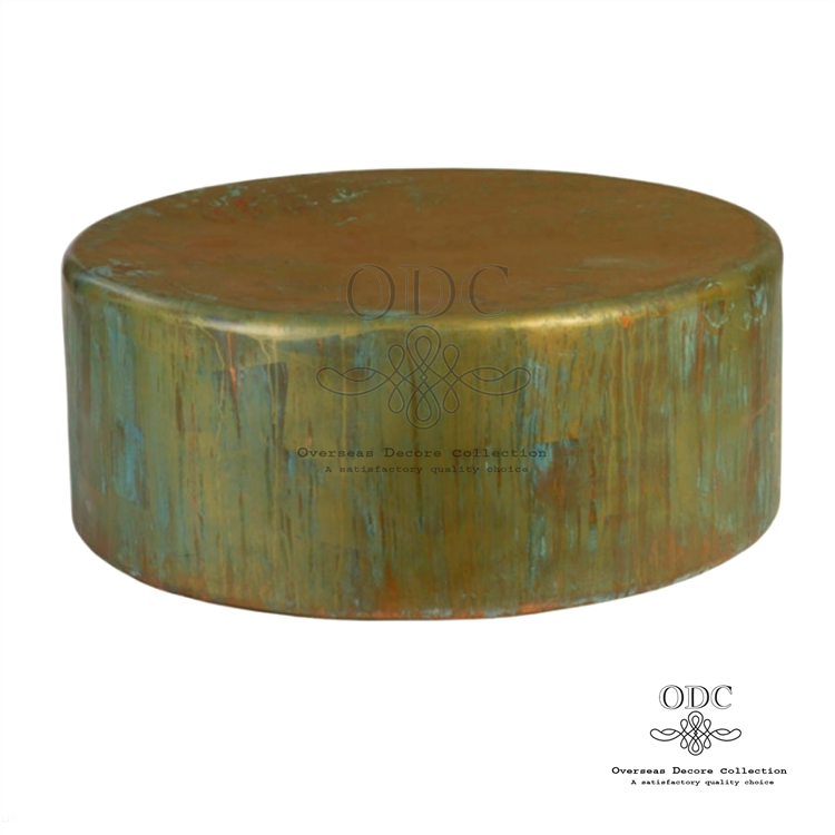 Kalibernibo Rustic Finish Round Metal Coffee Table
